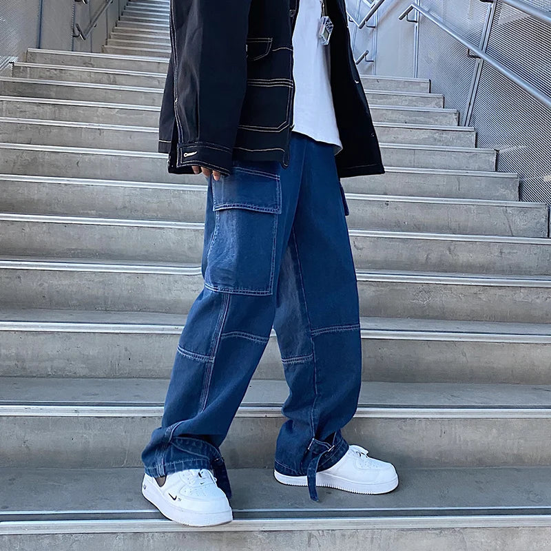 MĂ€n's Wide-Leg Denim Cargo Jeans