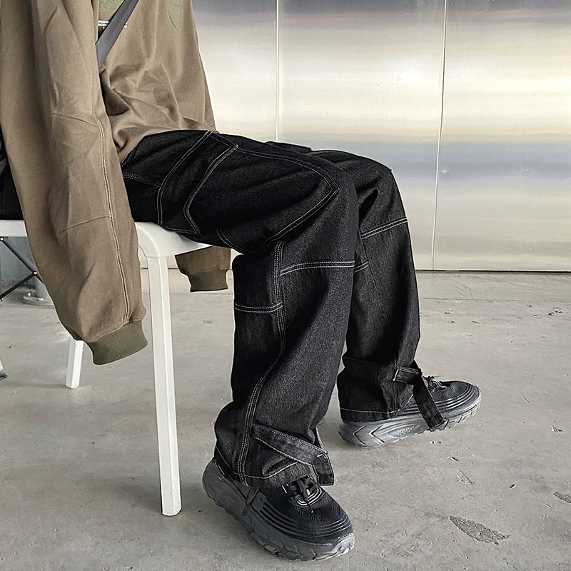 MĂ€n's Wide-Leg Denim Cargo Jeans