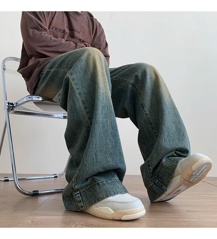Vintage blå baggy jeans för män