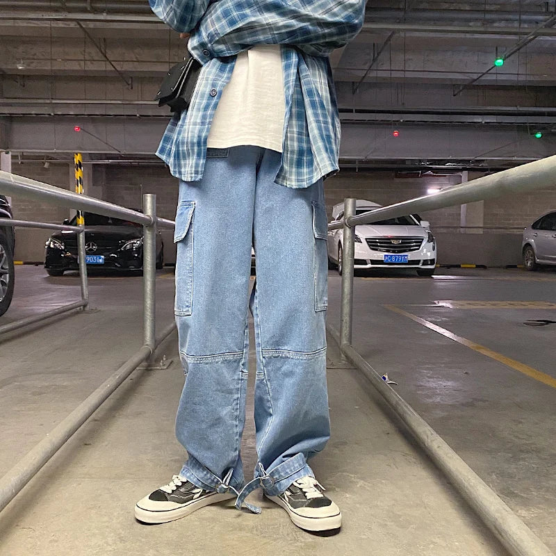 MĂ€n's Wide-Leg Denim Cargo Jeans