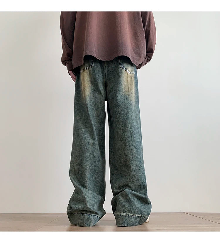 Vintage blå baggy jeans för män