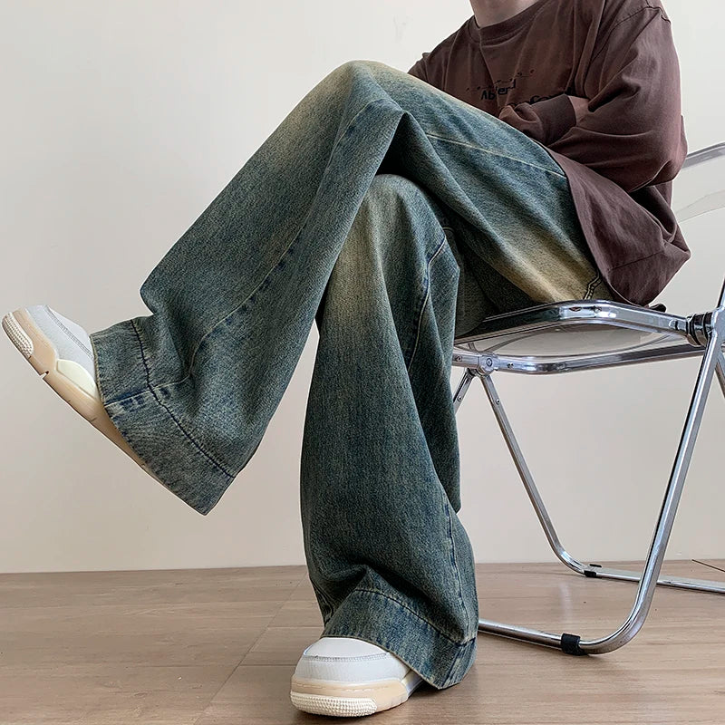 Vintage blå baggy jeans för män