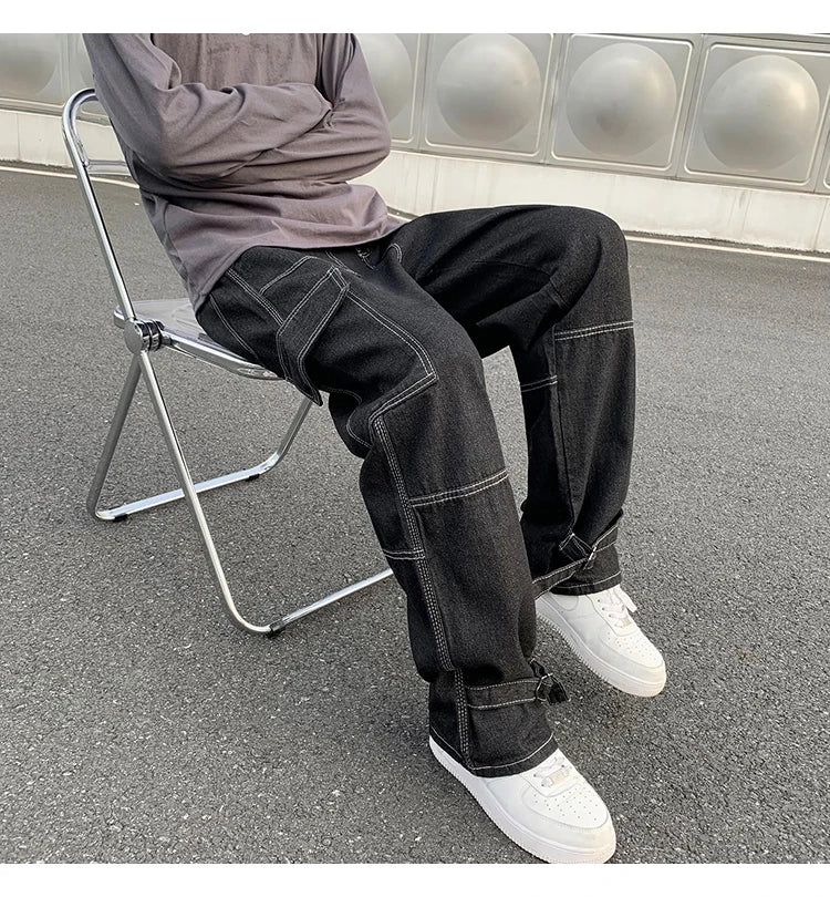 Cargojeans med vida ben – Avslappnade, baggy denimbyxor