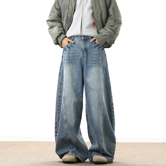 Herrjeans med tvättad look och vida ben