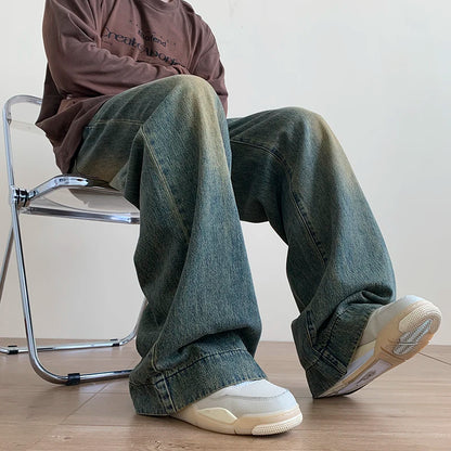 Vintage blå baggy jeans för män