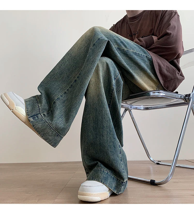 Vintage blå baggy jeans för män
