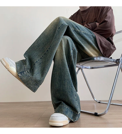 Vintage blå baggy jeans för män