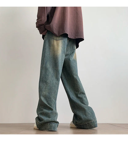 Vintage blå baggy jeans för män