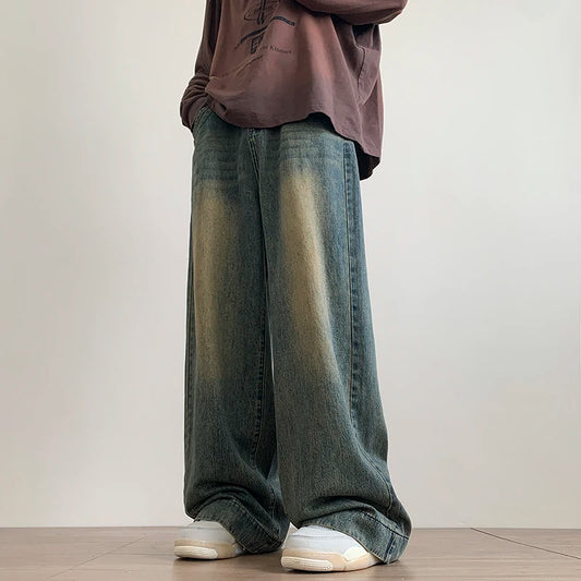 Vintage blå baggy jeans för män