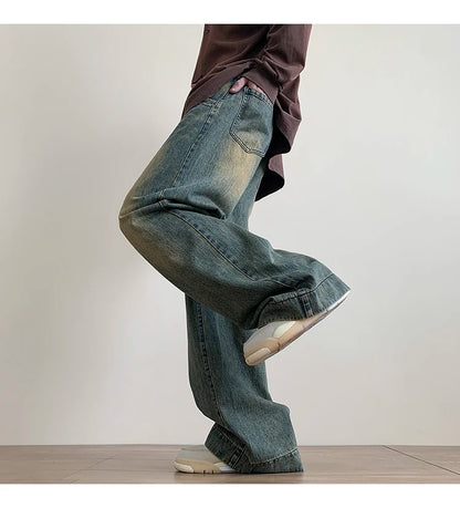 Vintage blå baggy jeans för män