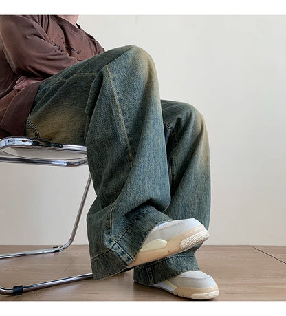 Vintage blå baggy jeans för män