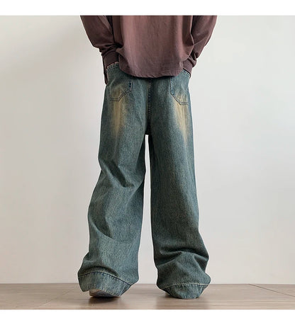 Vintage blå baggy jeans för män