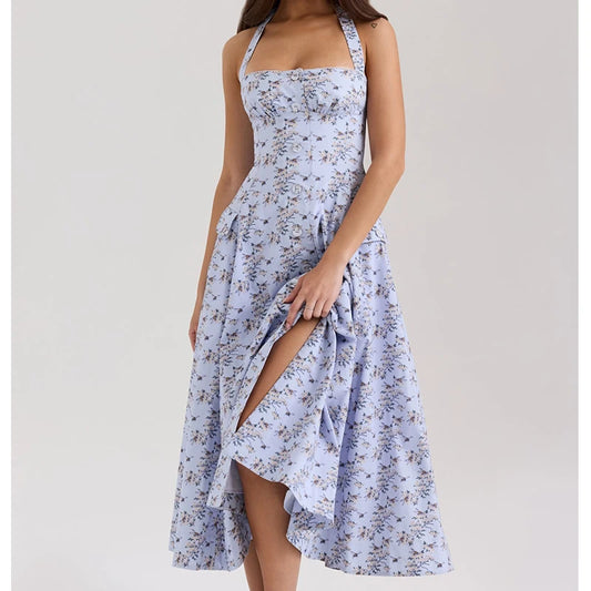 Vintage Floral Elegant Klänning För Sommaren