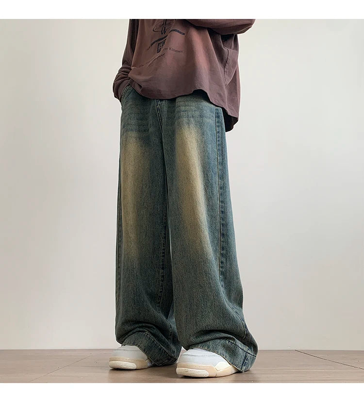 Vintage blå baggy jeans för män