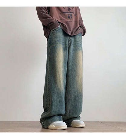 Vintage blå baggy jeans för män