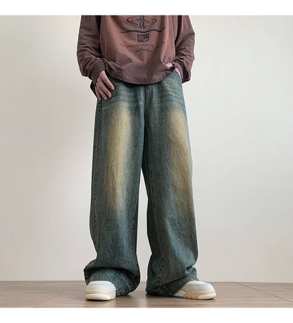 Vintage blå baggy jeans för män